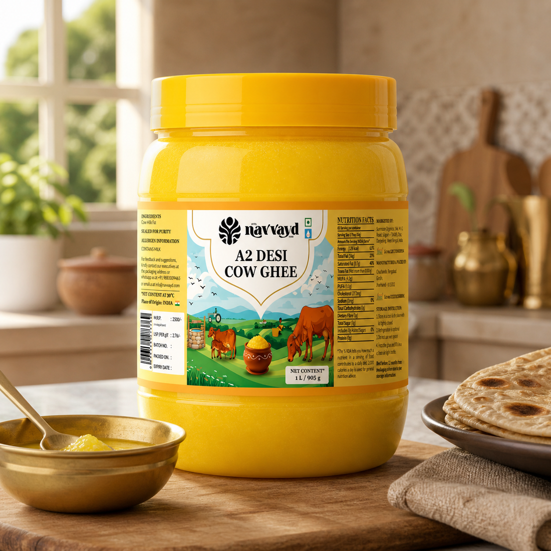 A2 Desi Cow Ghee 1 Litre - Pack of 2