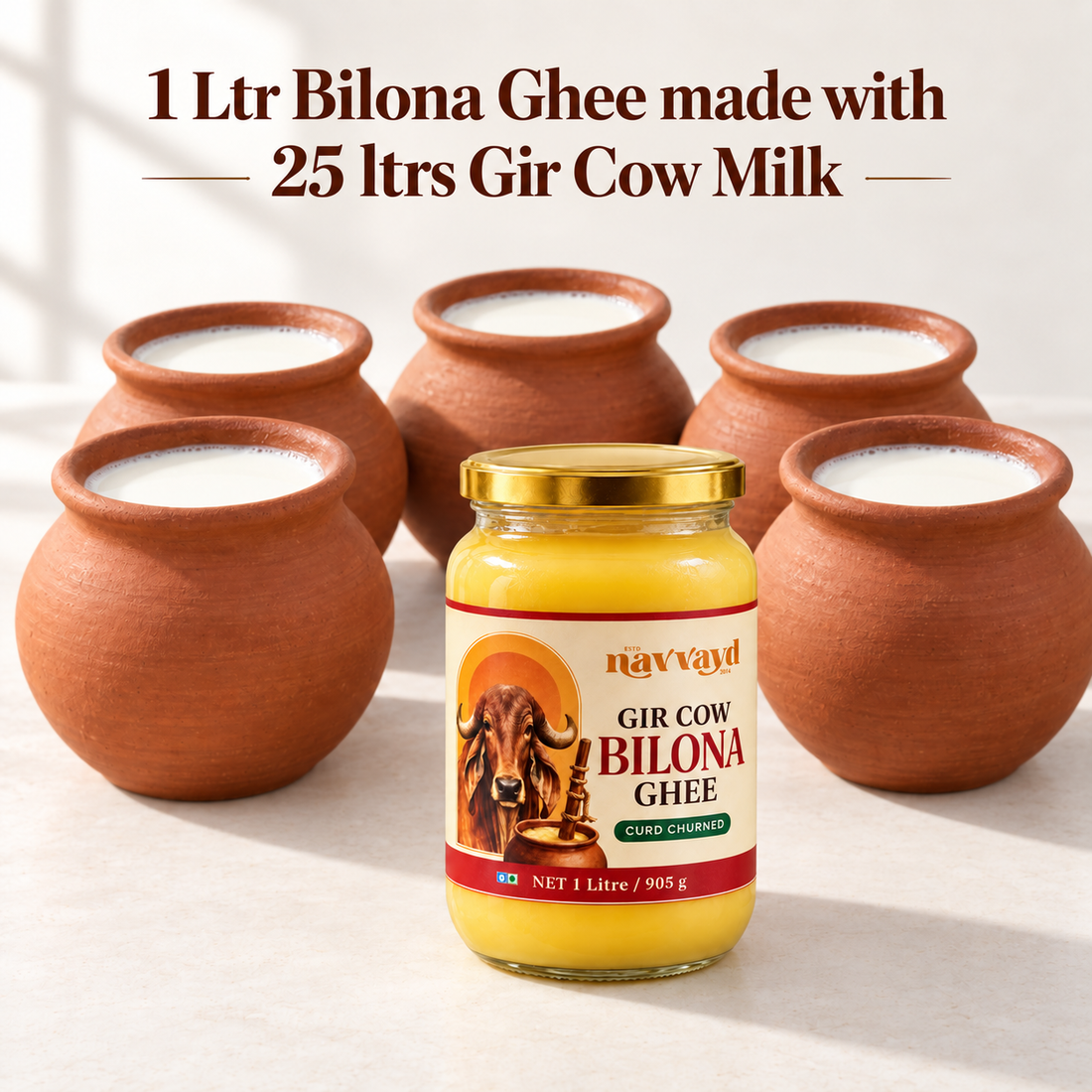 Gir Cow Bilona Ghee - Curd Churned - 2 Litre