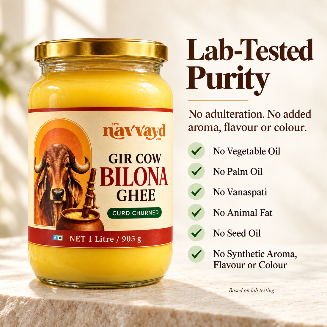 Gir Cow Bilona Ghee - Curd Churned - 2 Litre