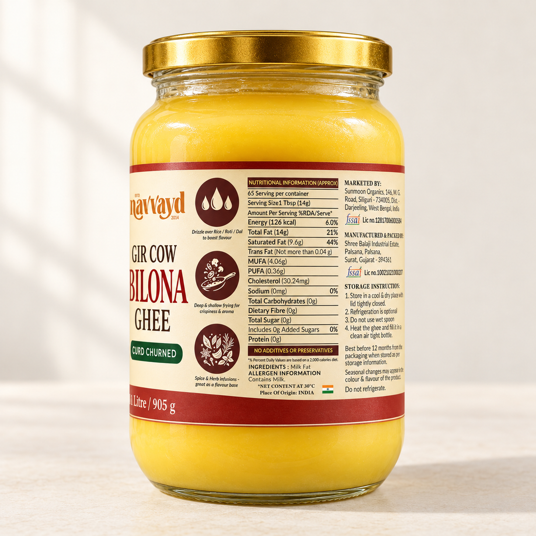 Gir Cow Bilona Ghee - Curd Churned - 2 Litre