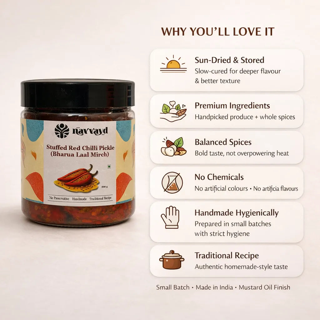 Lal Mirch ka Bharua Achaar | Stuffed Red Chilli Pickle 500 G x 2 Jars
