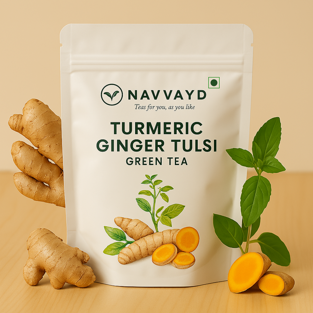 Turmeric Ginger Tulsi Green Tea - Teabags