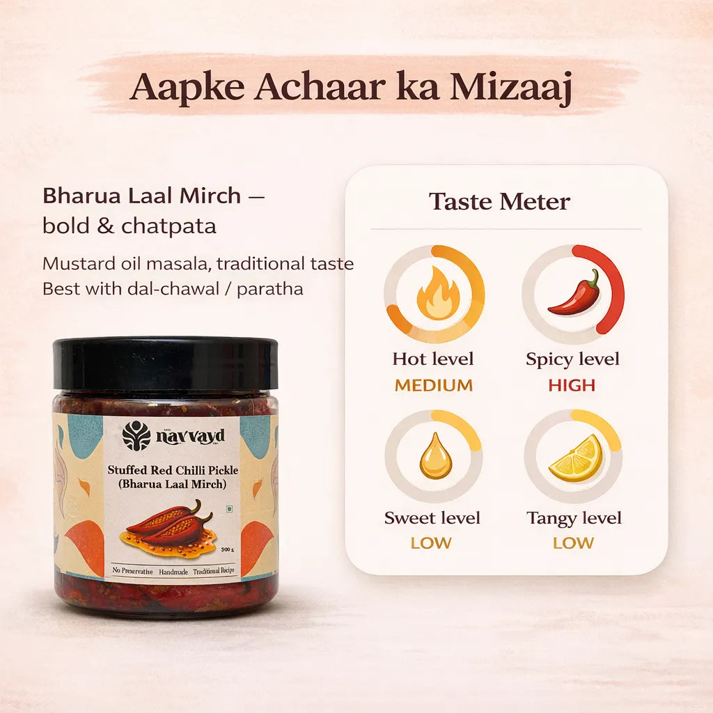 Lal Mirch ka Bharua Achaar | Stuffed Red Chilli Pickle 500 G x 2 Jars