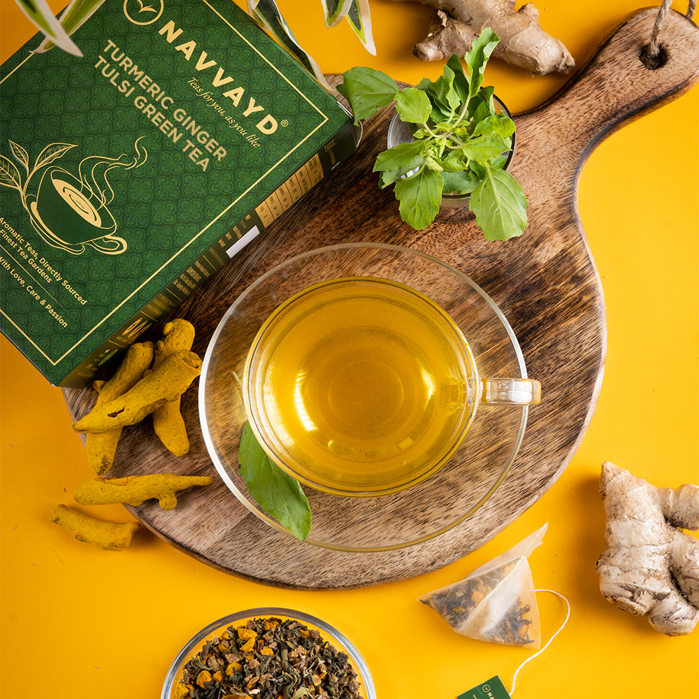 Turmeric Ginger Tulsi Green Tea - Teabags